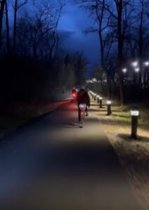 Riding our bikes into Parkside Place via the Center Street entrance from North Wales Borough